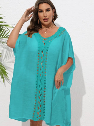 Chastity Crochet Trim V-Neck Beach Cover Up Dress
