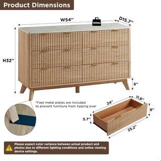 Virelle Fluted Six-Drawer Dresser