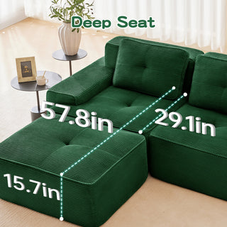 Agassiz Modular Corduroy Sectional Sofa - Emerald