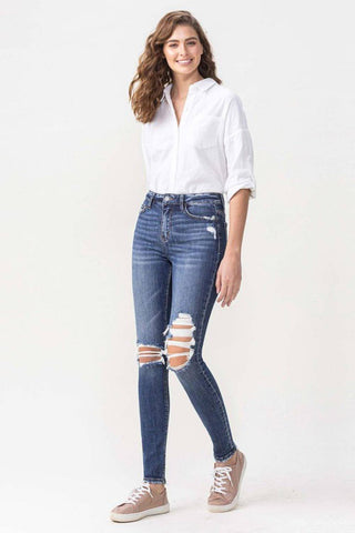 High Rise Distressed Skinny Jeans