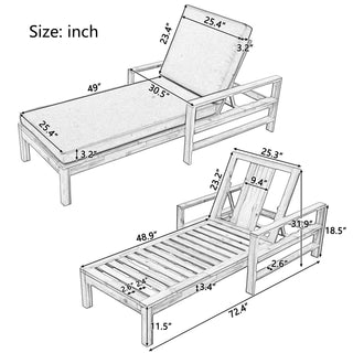 Acacia Wood Outdoor Lounge Chair