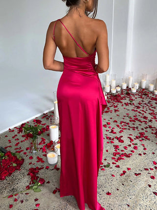 One Shoulder Satin Dress