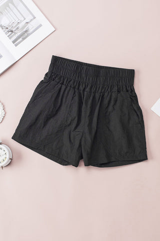 Elastic High Waist Side Pocket Short