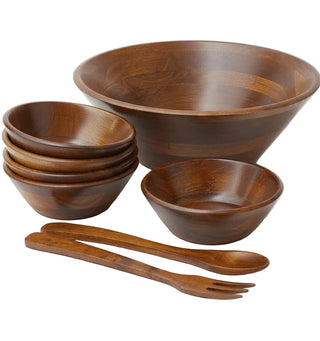 Wooden Salad Bowl Set with Servers