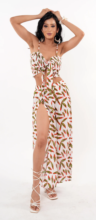 Leaflet Wrap Trouser & Smocked Top Set