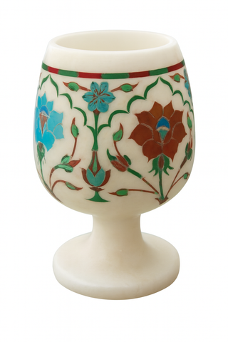 Marble Inlay Floral Goblet