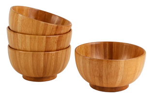 Stacked Bamboo Wood Serving Bowls