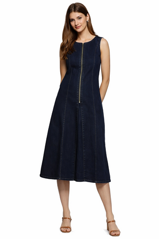 Dutton Flare Midi Zip Dress