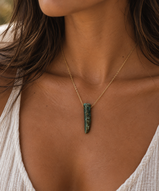 Raw Green Aventurine Gemstone Necklace