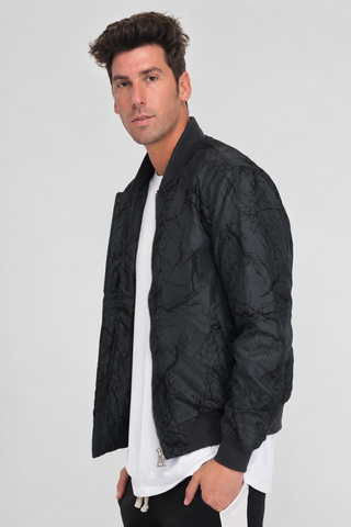 Bolt Thunder-Print Bomber Jacket