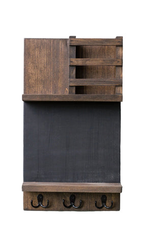 Wall-Mounted Chalkboard Mail Organizer With Key Hooks