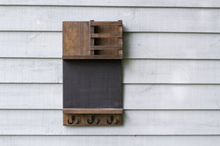Wall-Mounted Chalkboard Mail Organizer With Key Hooks