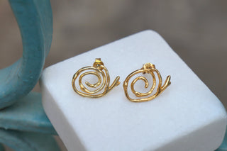 Solid Gold Jasmine Spiral Stud Earrings