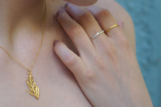 Solid Gold Leaf Necklace