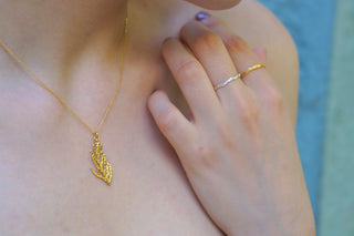 Solid Gold Leaf Necklace