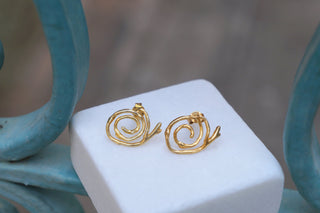Solid Gold Jasmine Spiral Stud Earrings