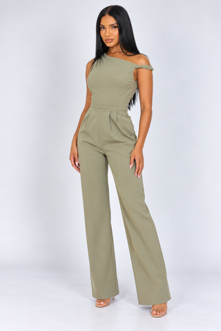 Cambria Knotted One-Shoulder Jumpsuit