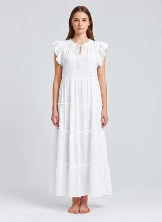 Julian Ruffle Cap-Sleeve Dress