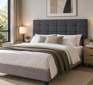 Laslow Linen Fabric (King) Tufted Headboard