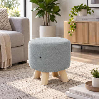 Ossington Ottoman with Padded Seat and Pine Legs