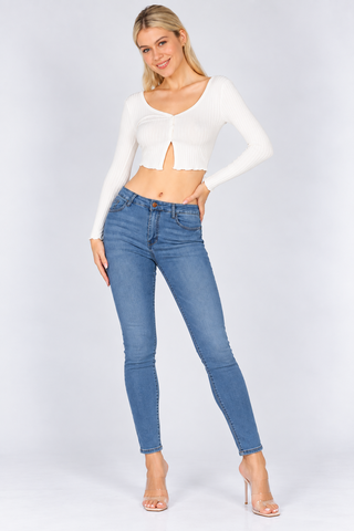 Groveland Ribbed Button-Front Top