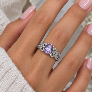 Lavender Love High Polish Stainless Steel Ring