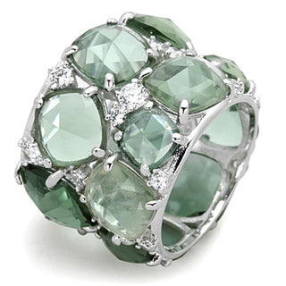 Rhodium Sterling Silver Emerald Ring