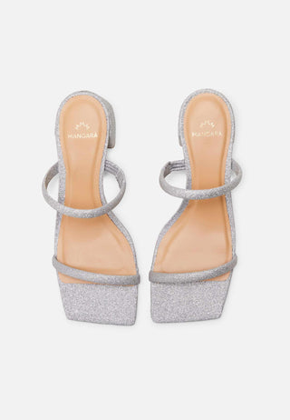 Silver Glitter Mules