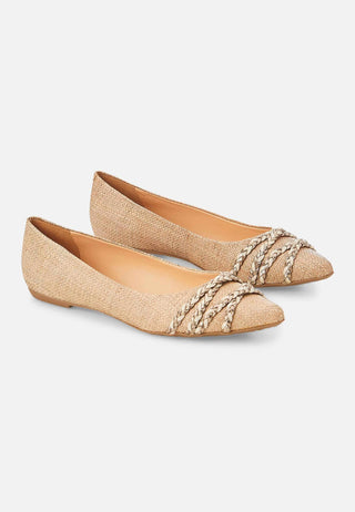 Raffia Chained Ballerina Flats