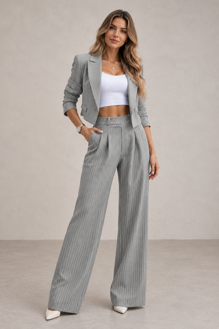 Kova Cropped Pinstripe Suit Set