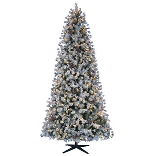 9ft Flocked Pre-Lit Christmas Tree