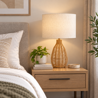 Rivilla Rattan & Linen Desk Lamp