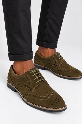 Alden Suede Brogue Derby Shoes
