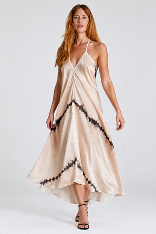 Deep Cove Shibori Silk Halter Dress