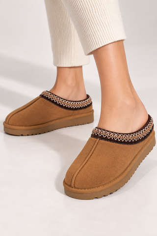 Telfy Plush Fur-Lined Platform Mules