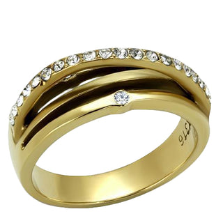Gold Stainless Steel Ring with Top Grade Crystal