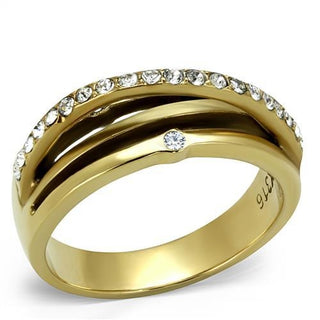 Gold Stainless Steel Ring with Top Grade Crystal