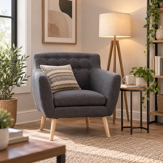 Danby Linen Tufted Arm Chair