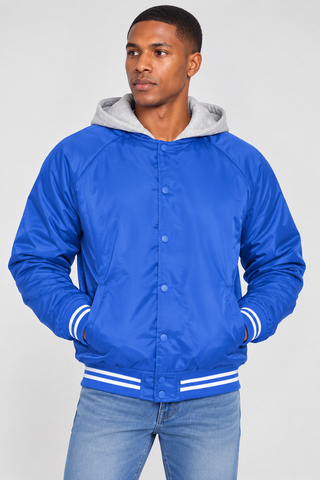 Elsinore Satin Hooded Varsity Jacket