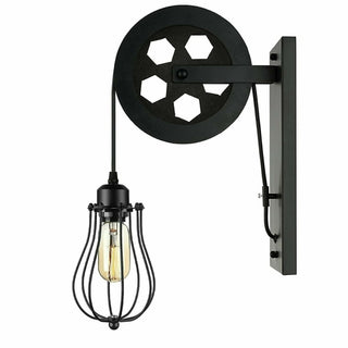 Retro Industrial Pulley Wheel Cage Wall Light E27~1212