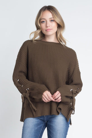 Briony Tie-Sleeve Knit Sweater