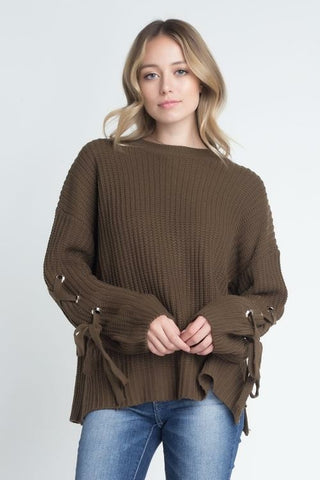 Briony Tie-Sleeve Knit Sweater