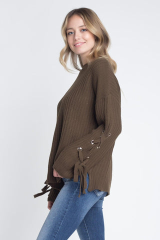 Briony Tie-Sleeve Knit Sweater