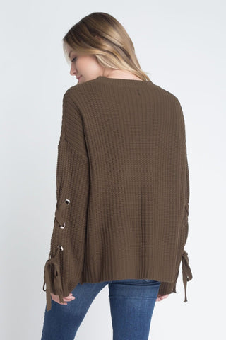 Briony Tie-Sleeve Knit Sweater