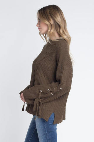 Briony Tie-Sleeve Knit Sweater