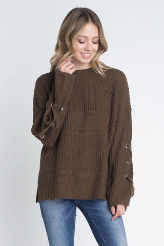 Briony Tie-Sleeve Knit Sweater