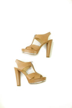 Load image into Gallery viewer, Michael kors beige zip up platform heels for women
