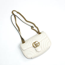 Load image into Gallery viewer, gucci mini GG marmont chain bag for women cream with gold detailing like new comes with box and dustbag
