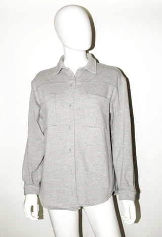 grey flannel button up longsleeve for women from urban outfitters